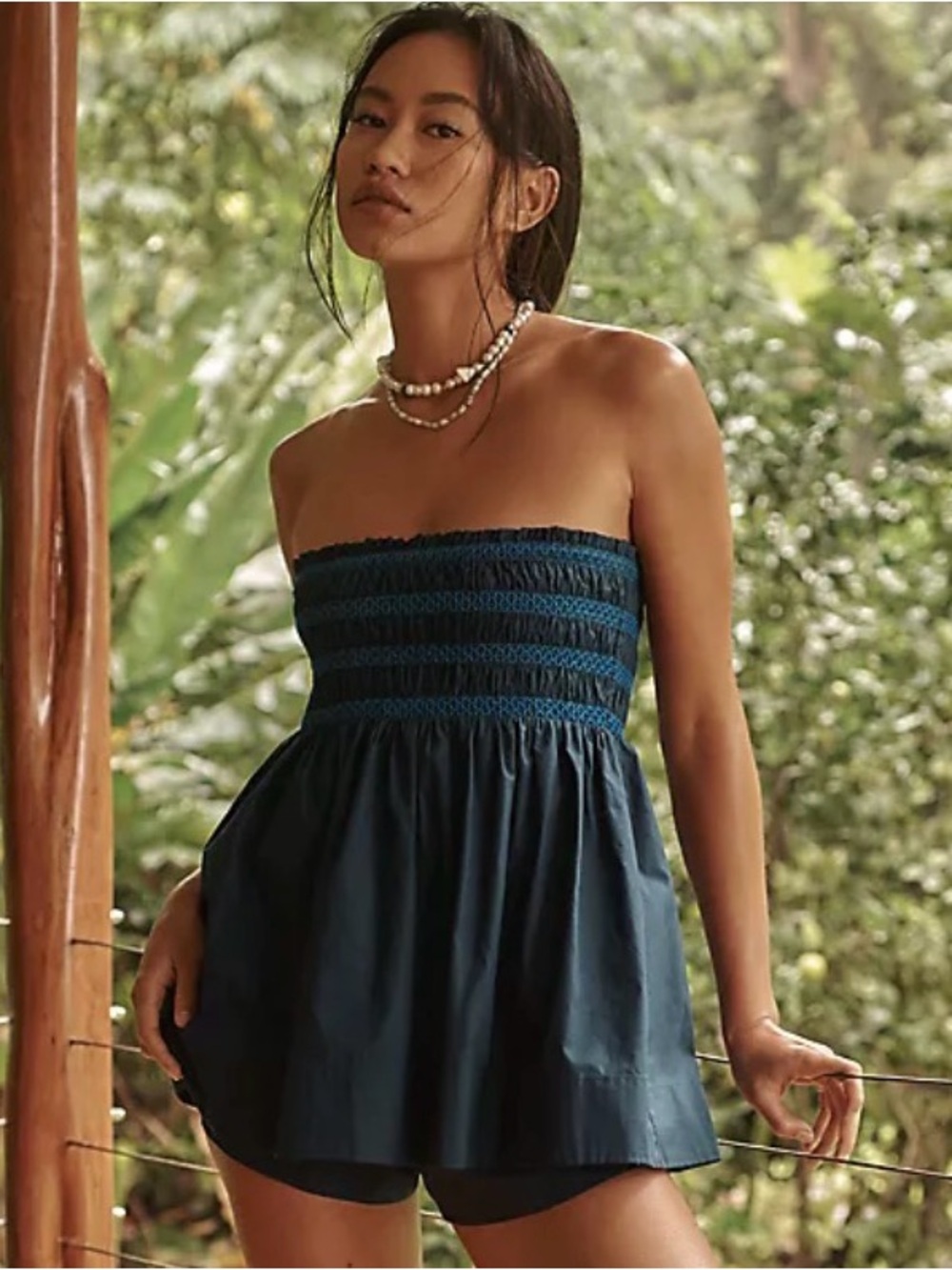 By Anthropologie strapless smocked top size small